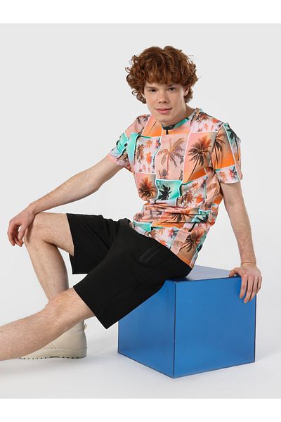 Colin's Tricou cu mânecă scurtă pentru bărbați - Potrivire obișnuită, imprimat și multicolor