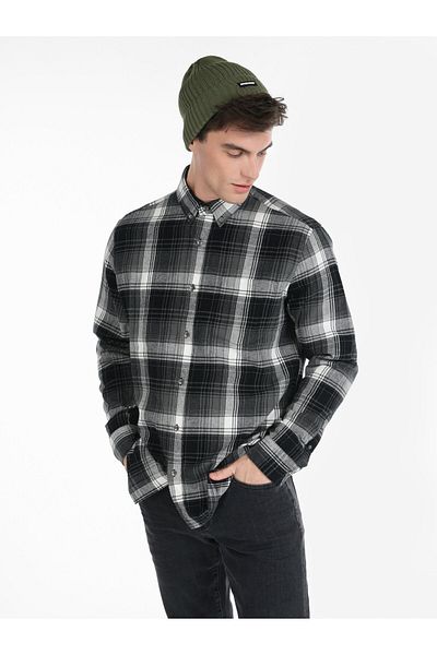 Colin's Anthracite Men's Long Sleeve Shirt - Regular Fit Checked