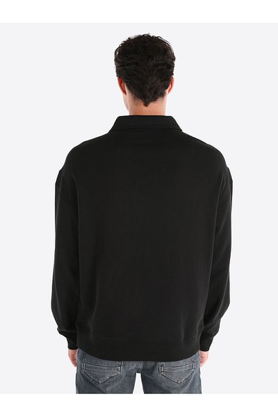 Colin's Black Regular Fit Polo Collar Men's Long Sleeve T-Shirt