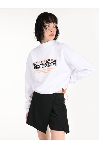 Colin's Hanorac alb Regular Fit Crop pentru damă - Imprimat