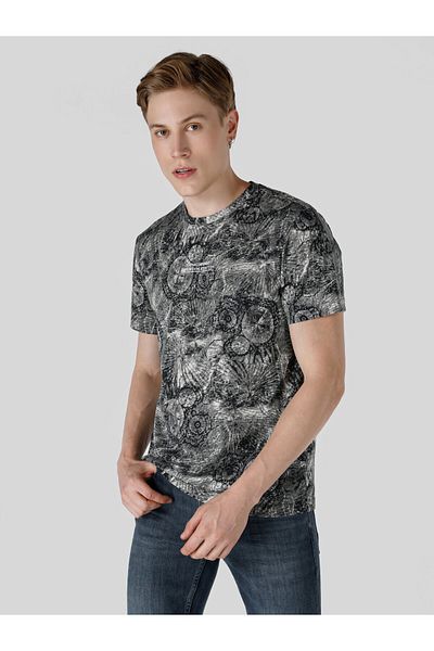 Colin's Gray Crew Neck Printed Men's Short Sleeve T-Shirt - Regular Fit
