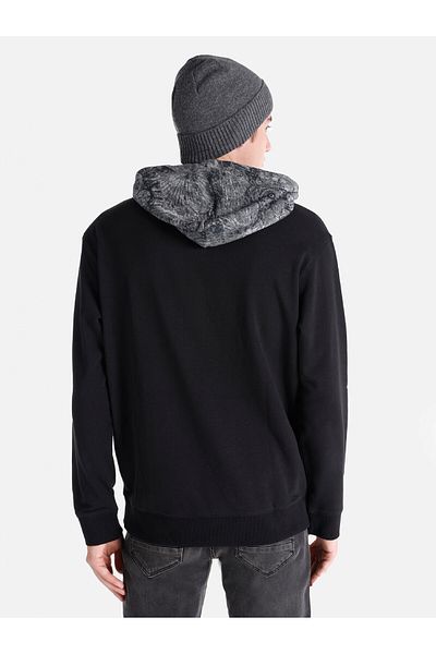 Colin's Hanorac negru cu glugă cu imprimeu Regular Fit pentru bărbați