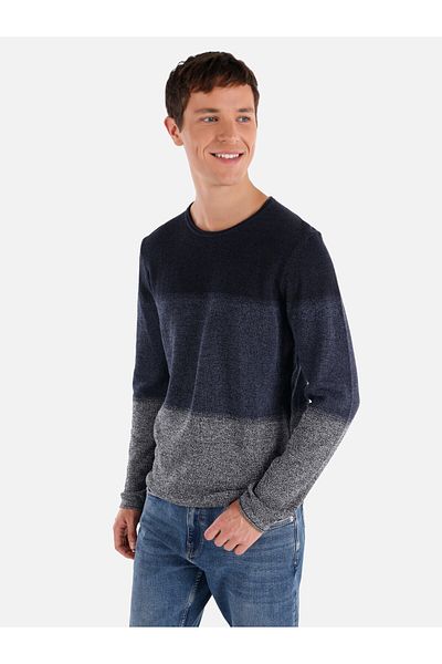Colin's Navy Blue Knitwear Men's Sweater - Regular Fit, Crew Neck