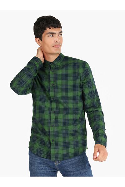 Colin's Cămașă verde Slim Fit pentru bărbați cu mânecă lungă