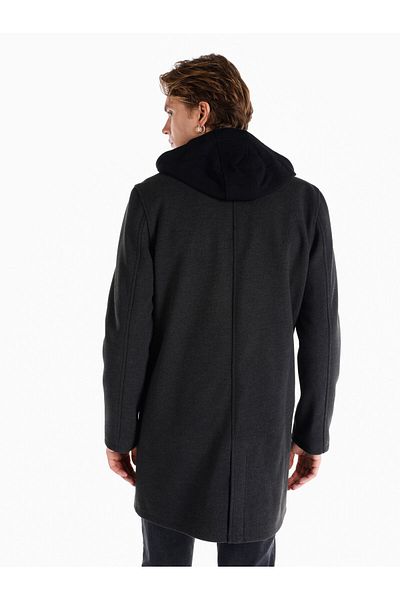 Colin's Anthracite Long Men's Coat - Regular Fit, Hooded and Pocket Detailed