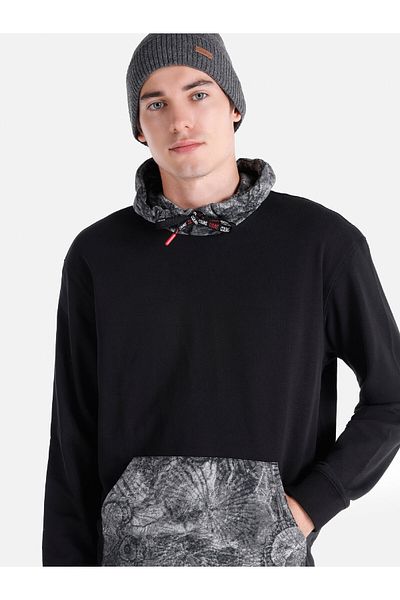 Colin's Hanorac negru cu glugă cu imprimeu Regular Fit pentru bărbați