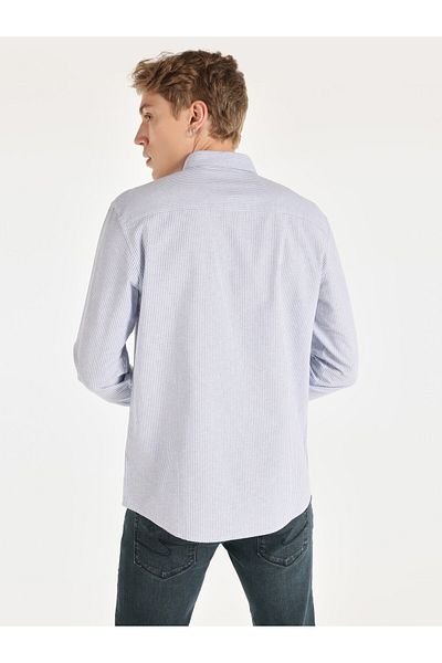 Colin's Blue Striped Regular Fit Men's Shirt - Long Sleeve