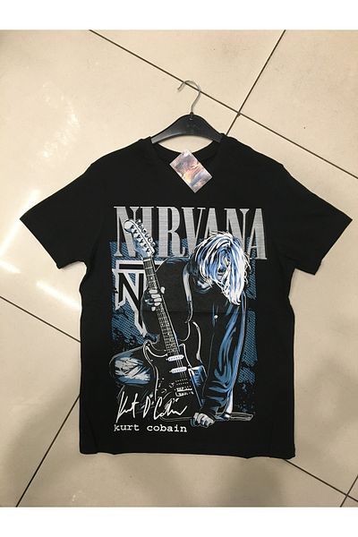 Kostebek Nirvana Kurt Cobain Siyah unisex T shirt Fiyat Yorumlar Trendyol
