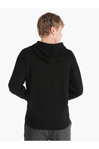 Colin's Hanorac negru cu glugă cu imprimeu Regular Fit pentru bărbați