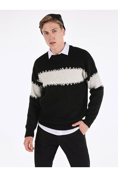 Colin's Tricoturi negre Pulover pentru bărbați - Regular Fit