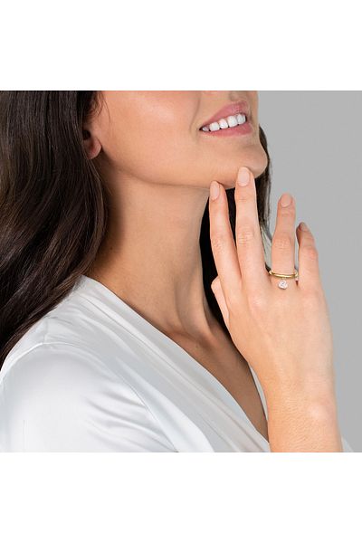 Glanzstücke München Silberring Ring Sterling Silber gelbvergoldet Rosenquarz