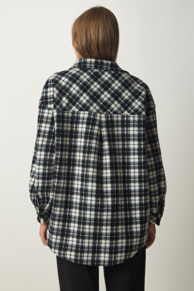 Happiness İstanbul Dámská zakouřená dřevorubecká fleecová košilová bunda UB00122