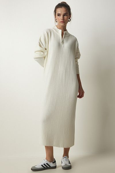 Happiness İstanbul Dámské žebrované oversize úpletové šaty DD01251