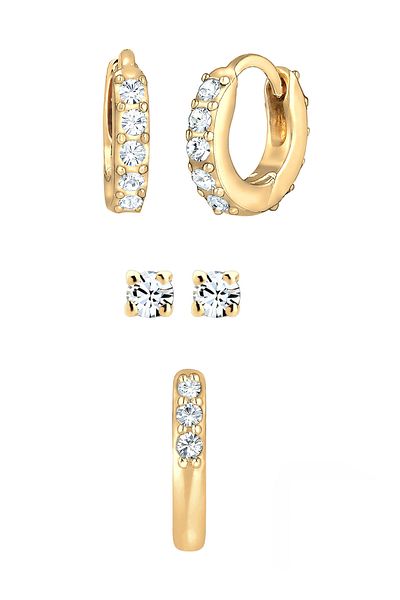 ELLI Ohrringe Creolen Stecker Earcuff 3er Set 925 Silber