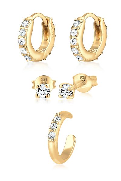 ELLI Ohrringe Creolen Stecker Earcuff 3er Set 925 Silber