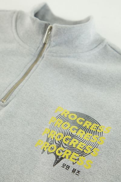 Trendyol Collection Nagy méretű polár túlméretes pulóver - állógallér, cipzáras szürke melange TMNAW24AO00005