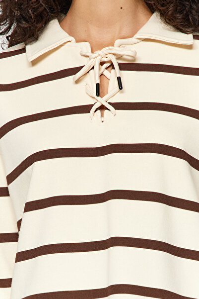 Trendyol Collection Stone*001 Hanorac tricotat, cu guler polo, cu detaliu gros, cu croiala normală TWOAW24SW00113