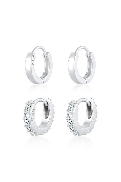 ELLI Ohrringe Creolen Glanz Kristal Set 925 Gümüş