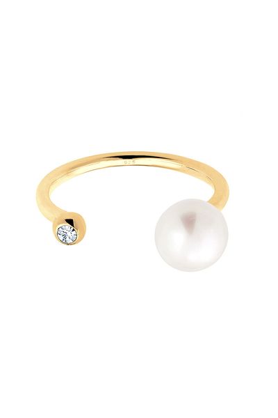 ELLI Ring Süßwasser-Zuchtperle Kristall in 925 Sterling Silber