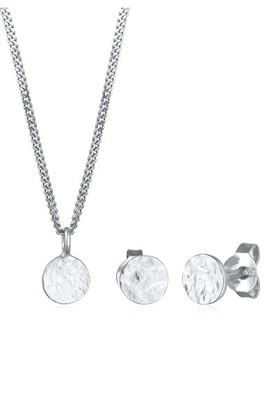 ELLI Schmuckset Kette und Ohrringe Plättchen 925 Silber