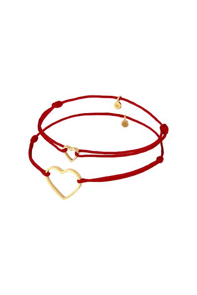 ELLI Armband Damen Mutter und Kind Set Herz Cut-out mit Nylon rot in 925 Sterling Silber vergoldet