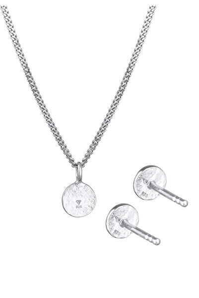 ELLI Schmuckset Kette und Ohrringe Plättchen 925 Silber