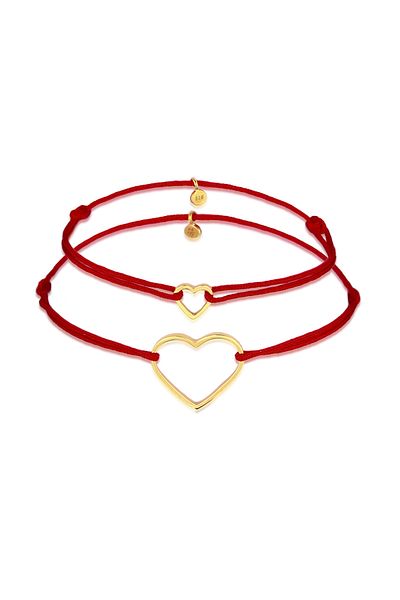 ELLI Armband Damen Mutter und Kind Set Herz Cut-out mit Nylon rot in 925 Sterling Silber vergoldet