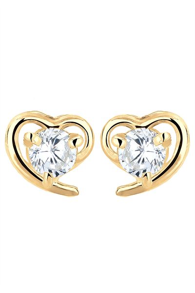 ELLI Ohrringe Herz Zirkonia Liebe Filigran 585 Gelbgold