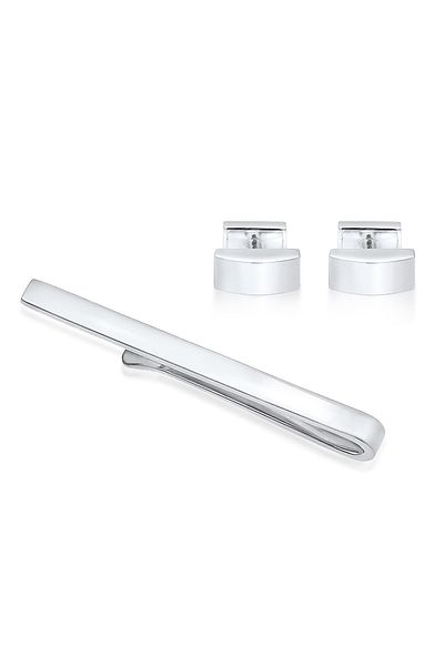 KUZZOI Schmuckset Krawattennadel Manschettenknöpfe Basic 925 Silber