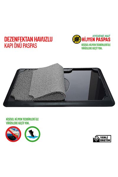 OLUNCA Gray 45X70 cm Curly Door Front Mat with Disinfectant Pool