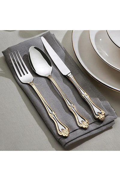 Nehir lalezar gold gold cutlery set 42 pieces for 6 people