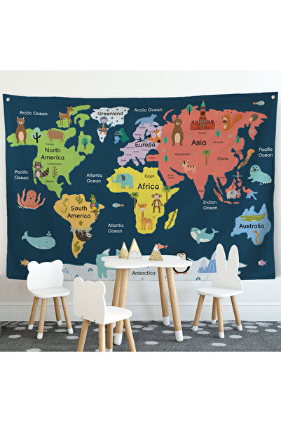 Harita Sepeti Atlas Mondial Copii și Cameră Bebeluș Tapiserie-Covor 3810