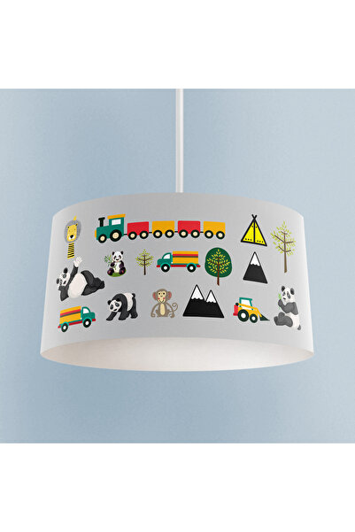 MASAL ODAM BEBEK VE ÇOCUK ODASI Arabalı Yollu Panda Desenli Avize