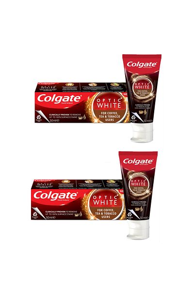 Colgate Optic White Coffee - Whitening Toothpaste for Tea and Tobacco Use 125ml 2 Pieces