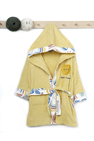 Rise Raba Boy's Hooded Bathrobe Patterned Long Sleeve 1-4 Years
