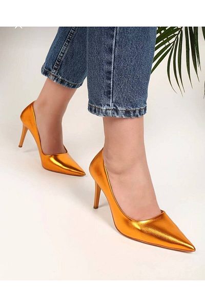 Lady Pantofi cu toc clasic portocaliu de damă Stiletto