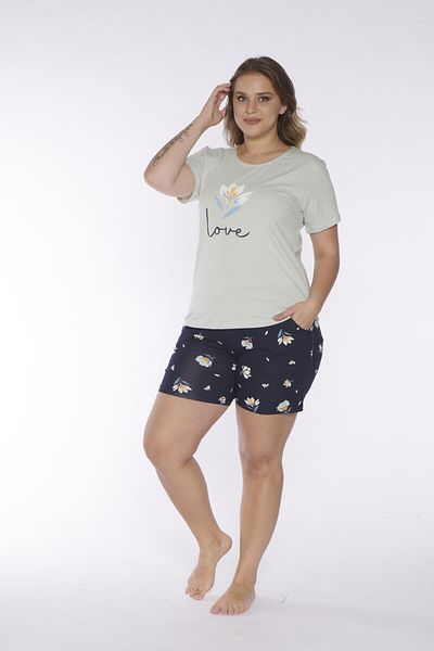 Rubina Secret (LARGE SIZE) Women's Pajama Set with Short Sleeve Shorts - cotton| Cotton Homewear Plus Size