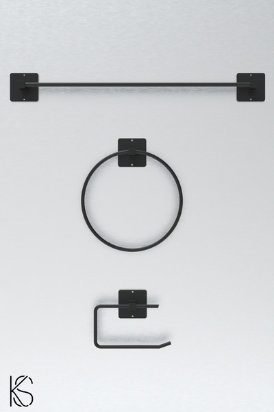 KILINÇ STORE Yapışkanlı Siyah Uzun Havlu Askısı Yuvarlak Havluluk Havlu Askıs...