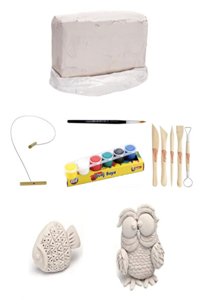 GLANCE Vakumlu Seramik Çamuru Beyaz 1 KG Rich Funny Kids 15 ML Guaj 6 Lİ Set