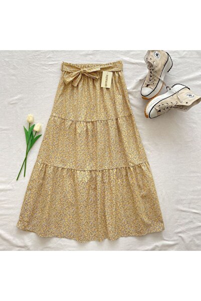 qarmacha Beyaz Mini Cicekli Piti Etek