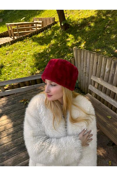 Eke Tekstil Women's Short Kalpak Artificial Winter Hat Beret