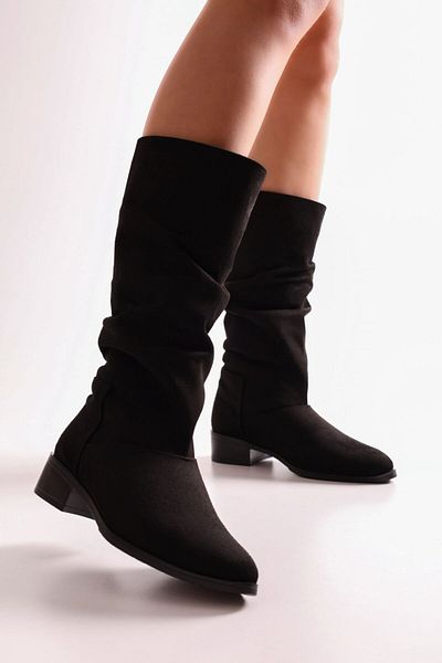 SOLMAZ Дамски ботуши JERICA BLACK SUEDE BELLOWS