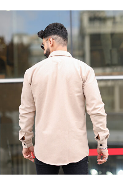 mavisima erkek giyimi Πουκάμισο ξυλοκόπος - Καπάκι διπλής τσέπης, κουτάλι με κρεμ κουμπιά