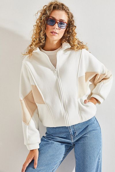 Bianco Lucci Women's Three Thread Zippered Cardigan