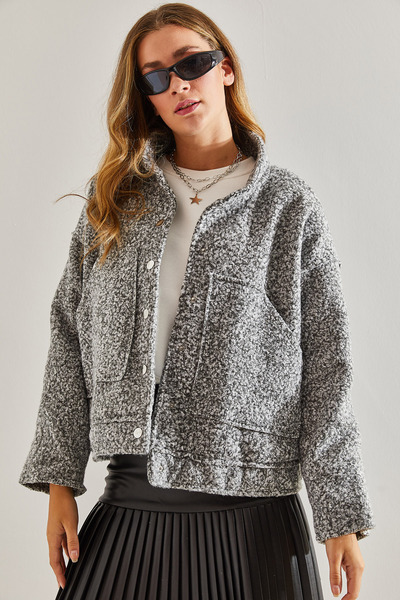 Bianco Lucci Női gyapjúkefe bélyegző alkalmi zsebkabát