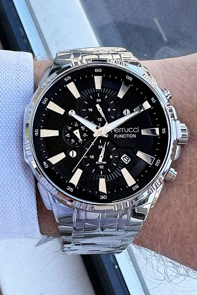 Ferrucci Function Men's Wristwatch 3 Atm Waterproof Silver Color Steel Strap