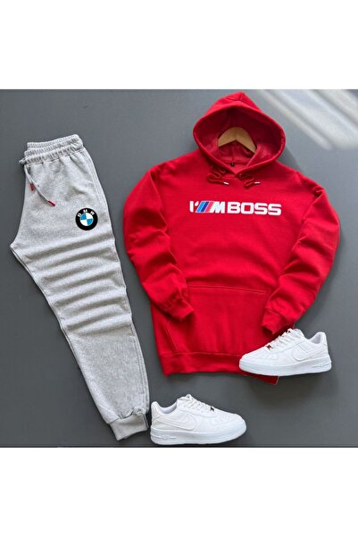 NewCabin Σετ φούτερ με κουκούλα Unisex Red Boss