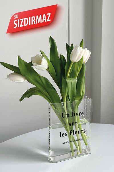 Gri Grafik Design Workshop Transparent Book Vase - French Printed