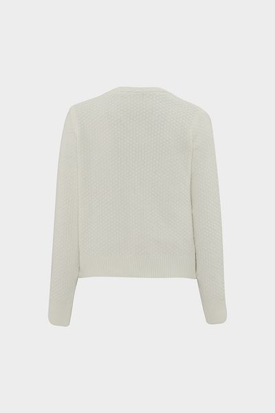 Açelya Okcu Premium Crew Neck Non-Closing Openwork Women's Wool Knitwear Cardigan