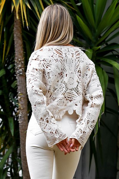 Chiccy Ecru Boat Neck Long Sleeve Knitwear Casual Blouse